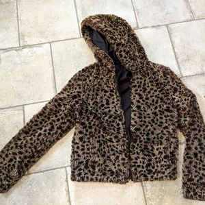 Faux Fur Leopard Print Coat